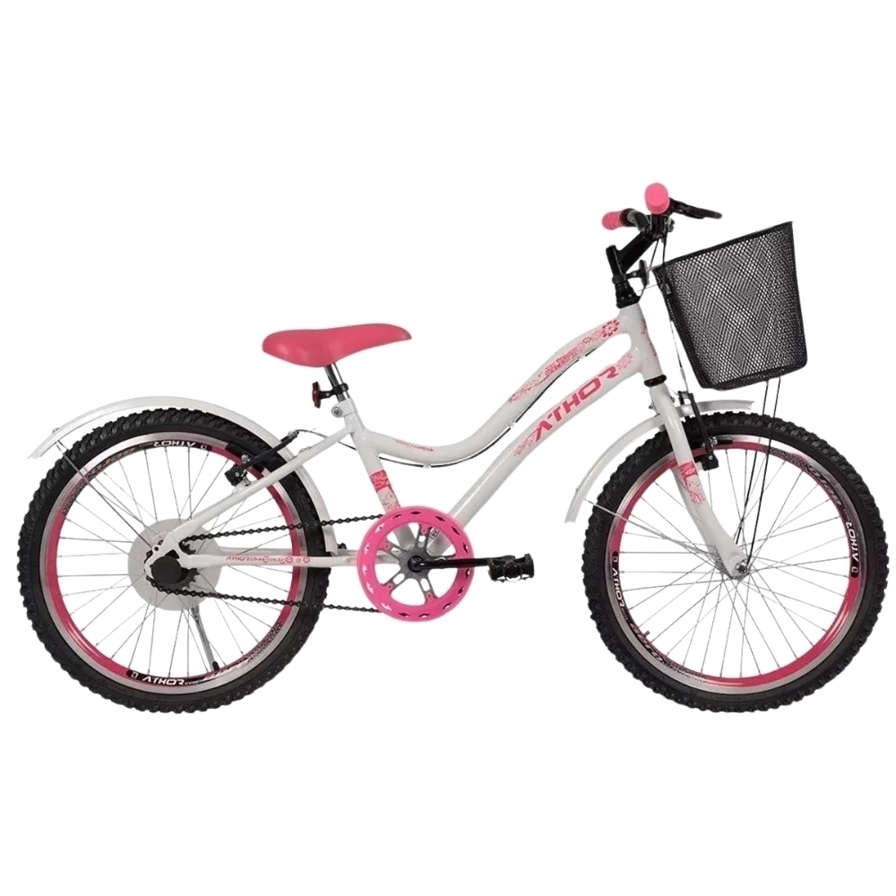 Bicicleta Athor Aro 20 Mist Feminina Branca c Paralama Cesto