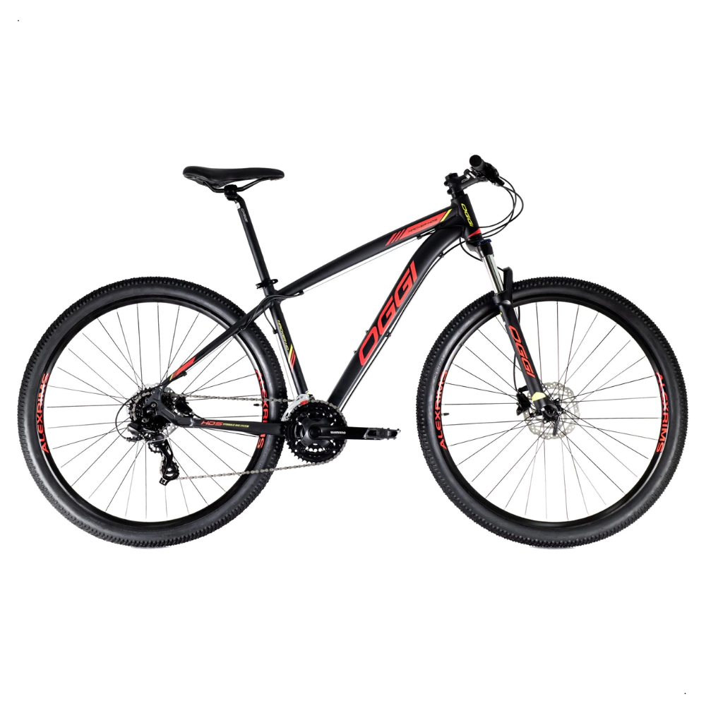 Bicicleta Oggi Hacker Hds 24v Preto/Vermelho/Amarelo T. 15,5