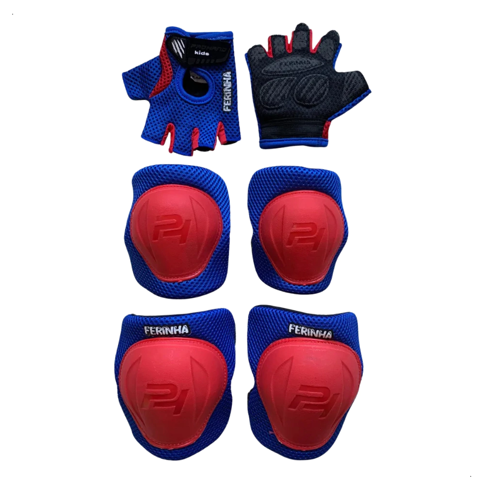 Kit Proteção Infantil Prohand Ferinha Azul /Vermelho Tam M