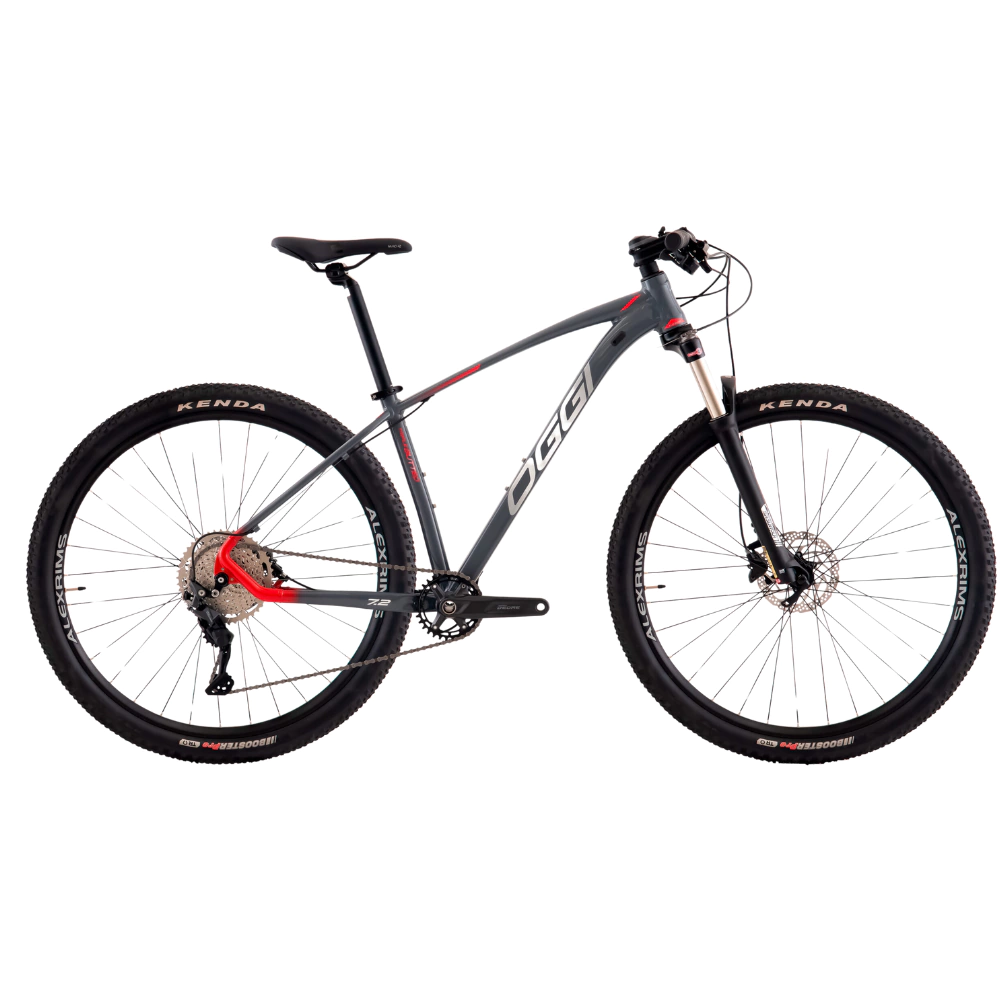 Bicicleta Oggi Big Wheel 7.2 12v Grafite/Verm/Cinza Tam. 17
