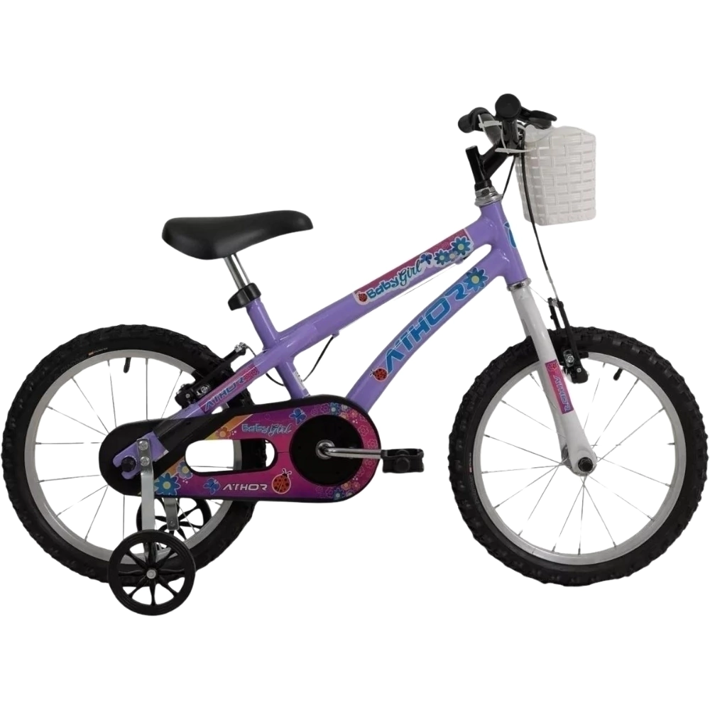 Bicicleta Athor Aro 16 Baby Girl Feminina Cestinha Lilas