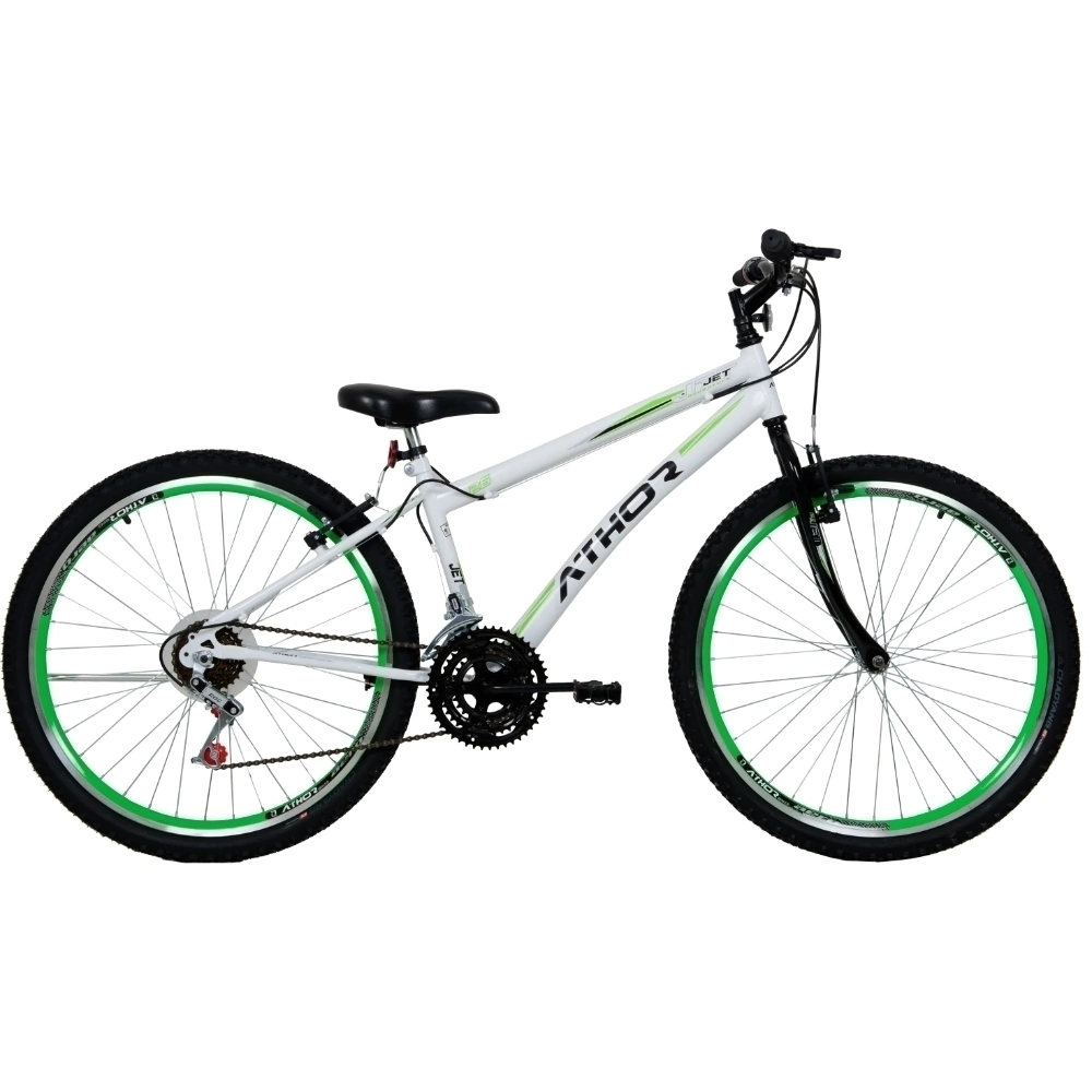 Bicicleta Athor Aro 26 Mtb 18v Jet Rebaixada Branca/Verde